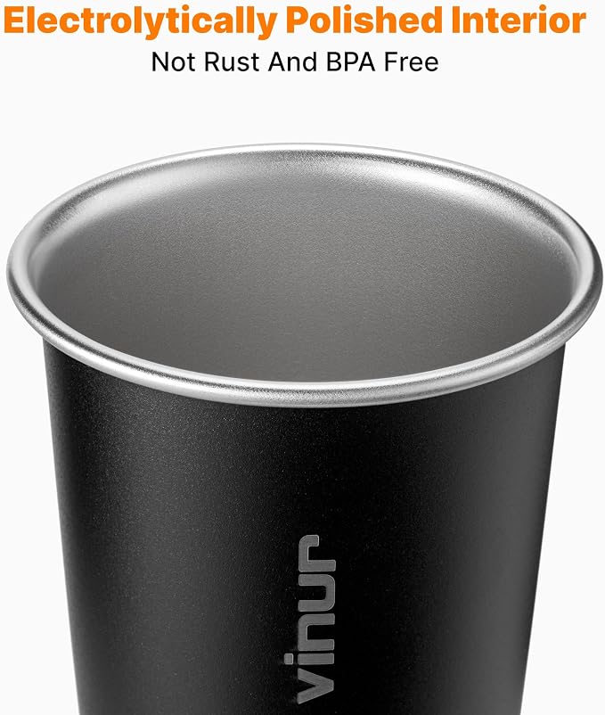 VINUR Stainless Steel Cups-20 oz Stackable Metal Drinking Glasses 6 Pcs | 20 oz - Image 4