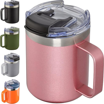 12oz Insulated Travel Coffee Mug by ALOUFEA