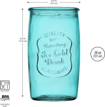 Glaver's Highball Glasses Set of 4 – 20oz Artistic Ice-Cold Pretty Blue – - Image 3