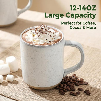 HASENSE Ceramic Coffee Mugs Set of 4, 14 oz Stoneware Coffee Cups - Image 7