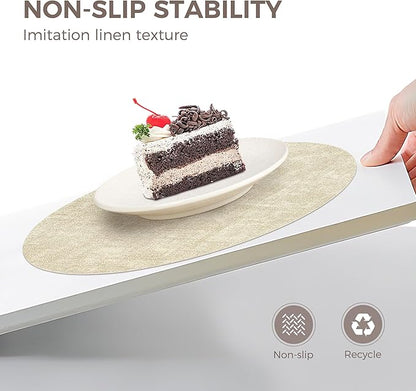 13" Round Placemats Set of 6, NCUE Dual-Sided Faux Leather Heat Resistant Table Mats, Waterproof Oilproof Washable Protective Table Placemats with Coaster, Wipeable Vinyl for Indoor & Outdoor Use