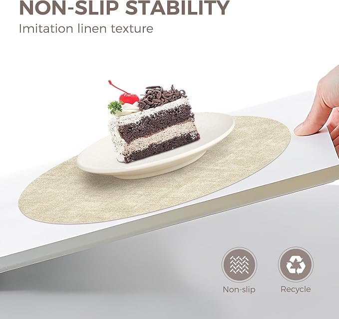 NCUE 13" Faux Leather Round Placemats Set of 4, Reversible Dual-Color | - Image 3