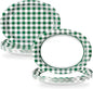 50Pcs Spring Gingham Oval Paper Plates 10" x 12" Large Disposable Heavy Duty Green White Buffalo Checked Plaid Dessert Platters Plates for Spring Birthday Picnic BBQ Party Supplies