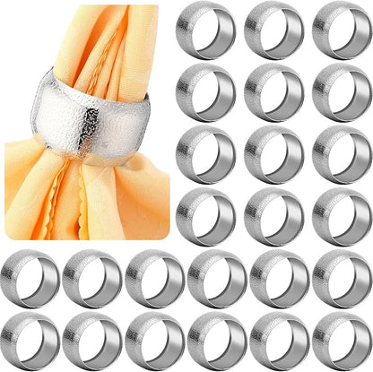 Lallisa 24 Pcs Silver Napkin Rings Bulk Metal Classic Napkin Ring Holders by Lallisa