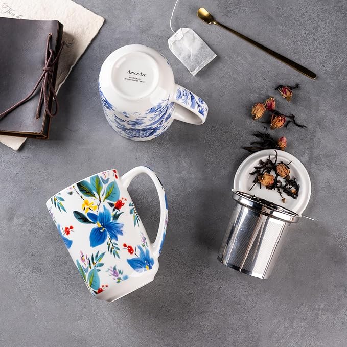 AmorArc Tea Cup With Infuser and Lid, 18oz Loose Leaf Tea Mug With Steeper | - Image 5