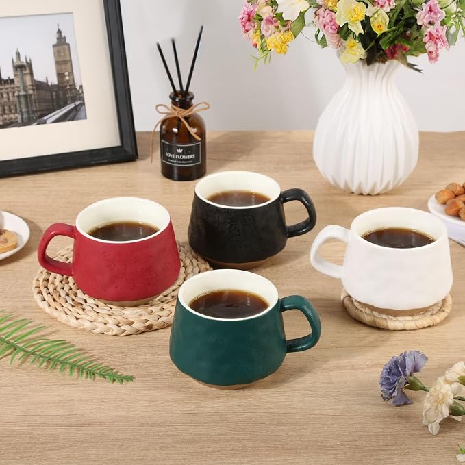 BYCNZB 13oz Ceramic Coffee Cups set of 4, Modern Mugs - Image 7