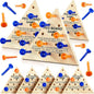 Skylety 12 Pack Triangle Peg Games Wooden Board Table Game for Family Boys Girls Adults, Learning Toys Travel Peg Jump Toys Triangle Puzzle Brain Teaser Christmas Gifts (Blue,Orange)
