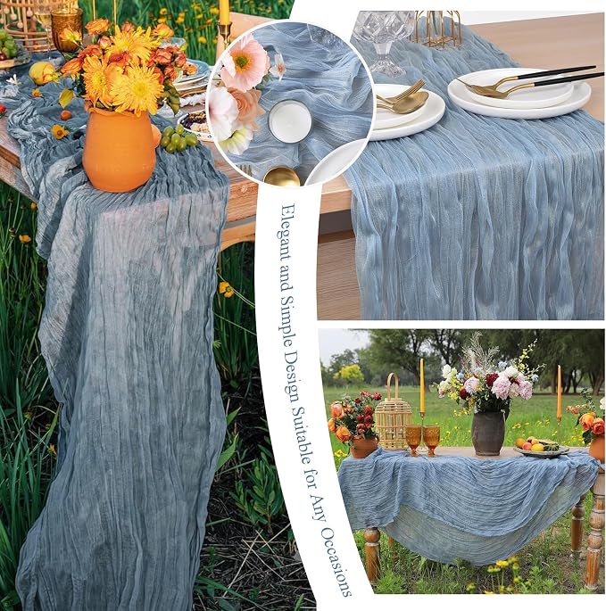 20 Pack Dusty Blue Cheesecloth Table Runner 10FT Long Boho Gauze Fabric Table - Image 7