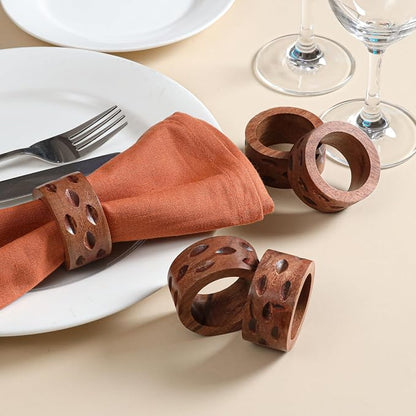 Handcrafted Wooden Napkin Rings Set of 12, Hardwood Dinner Napkin Holders - Image 5