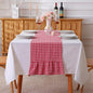 Red White Plaid Gingham Ruffle Table Runner 72 inches Long 100% Washed Cotton by KMASANIJI