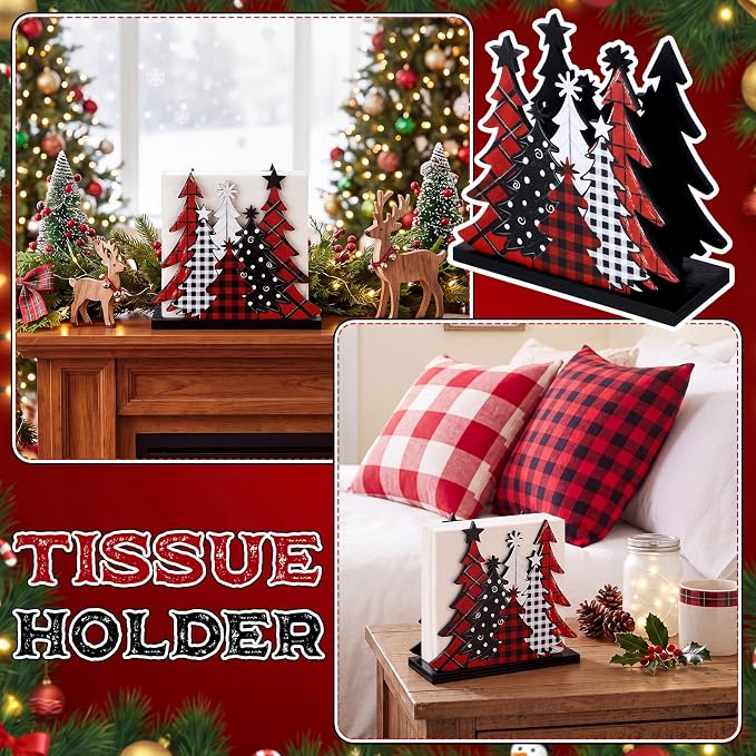 Buffalo Check Christmas Tree Napkin Holder - Image 6