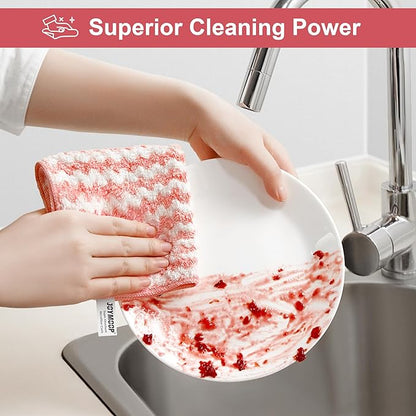 JOYMOOP Microfiber Cleaning Cloth, Mixed Color Towels with Edging, Medium-Small Size 8 Pack (9.8" x 11.8"), Absorbent Streak Free Lint Free Rags for Cleaning, Reusable and Washable Towels