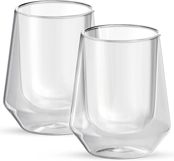 Elle Decor Double Wall Insulated Glasses, 2-Piece 8 oz Clear Borosilicate Glass by elledecor