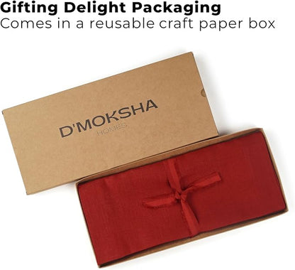 Classic Linen™ by D'Moksha Red Table Runner 132 Inches Long, 100% Pure Linen - Image 4