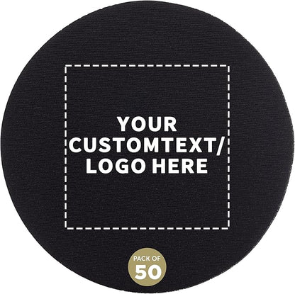 50 Round Foam Bud Coasters Pack, 4 inch - Customizable Text, Logo - PU Foam, Party Favor - Black