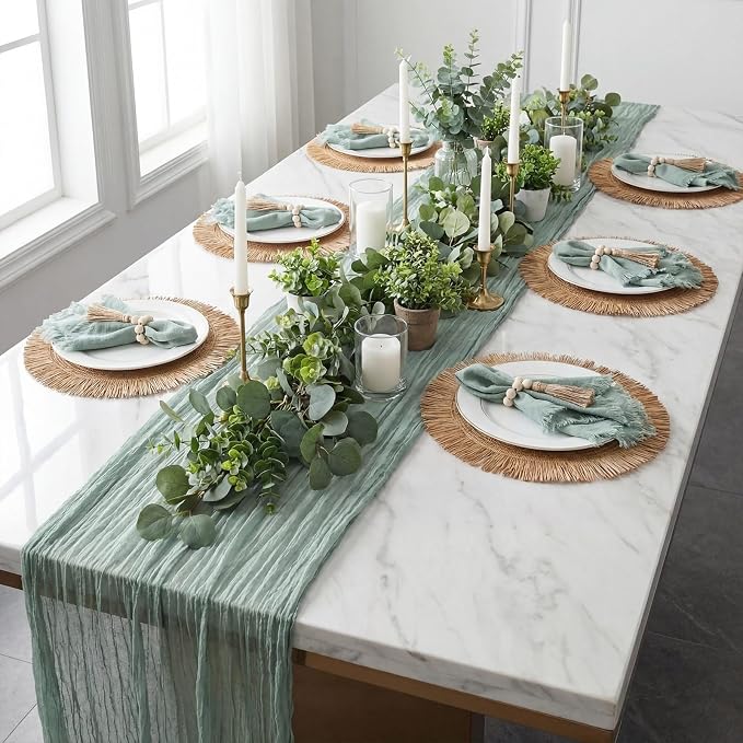Frienda Set of 6 Boho Table Placemats Round Woven Place Mats Matching Linen - Image 5