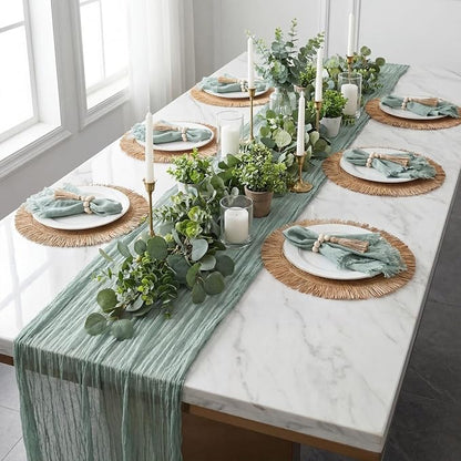 Frienda Set of 6 Boho Table Placemats Round Woven Place Mats Matching Linen - Image 5