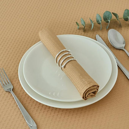maxmill Cloth Napkins 20 x 20 Inch Weaved Texture Pattern Soft Comfortable and Luxury Serviette for Restaurant Family Dinners Weddings Parties and Banquets Set of 4 Pieces, Beige
