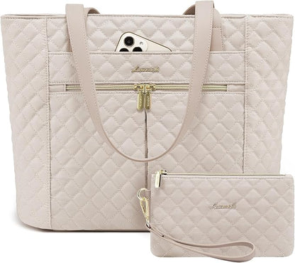 LOVEVOOK Laptop Bag for Women 17 inch, Diamond Quilted Work Tote Bags Womens by LOVEVOOK