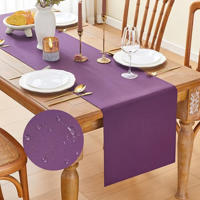 YATOJUZI Purple Table Runner Seasonal Summer Kitchen Dining Coffee Table by YATOJUZI
