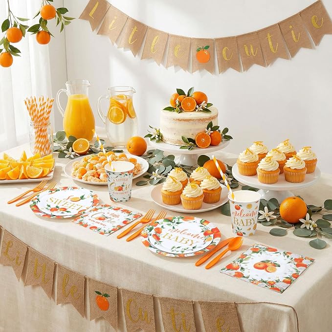 450 Pcs Little Cutie Baby Shower Tableware Set Decorations A Little Cutie is on - Image 5