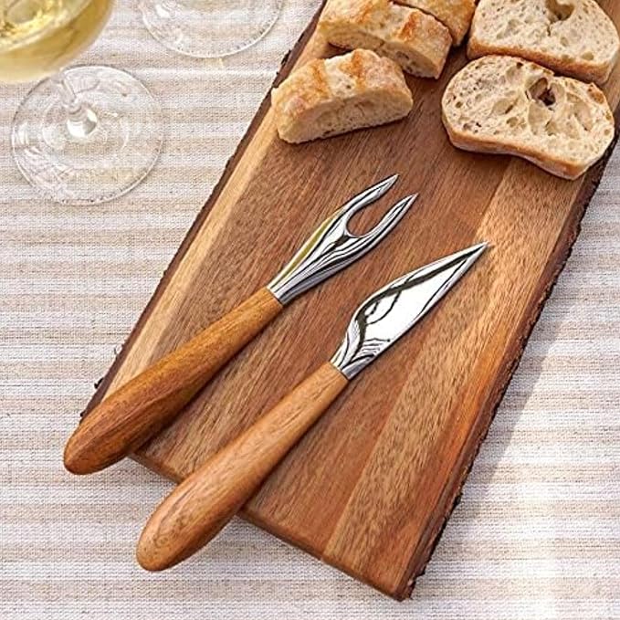 nambe Curvo Cheese Set | Cheese Knife and Fork Utensil Set - Image 4