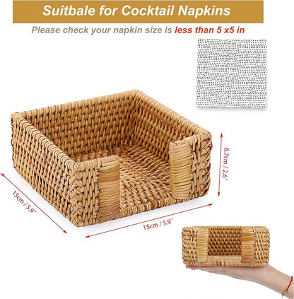 Sumnacon Cocktail Napkin Holder, Rattan Napkin Holder - Image 3