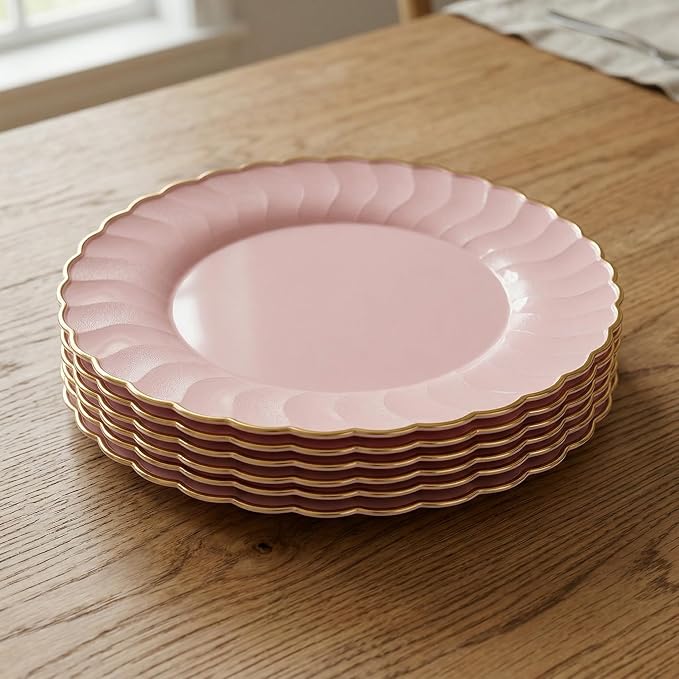 13 Inch Pink Scalloped Charger Plates - Image 9