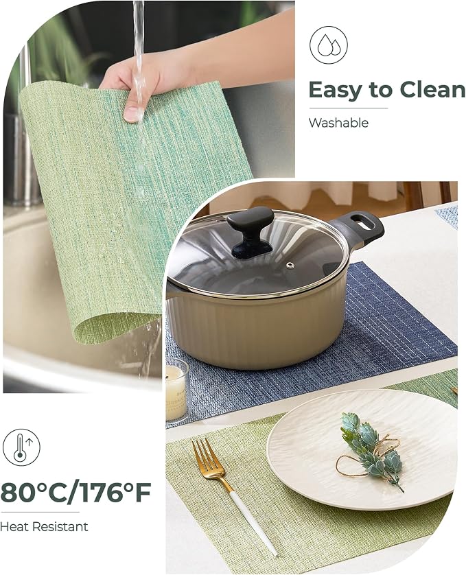 Leetaltree Gradient Green Woven Placemats Set of 24 - Image 5