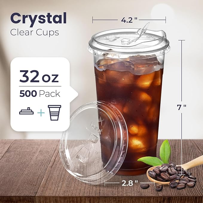 Fit Meal Prep 500 Pack 32 oz Clear Plastic Cups - Image 2