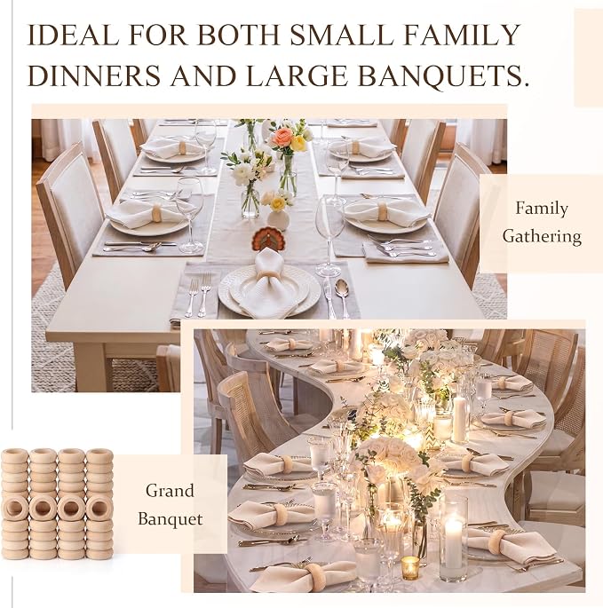 48 Pcs Wooden Napkin Rings Unfinished Wood Table Napkin Holders Farmhouse - Image 7
