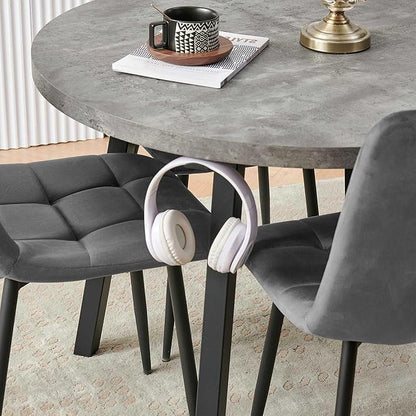 Modern 4-Person Round Dining Table Set, Space-Saving for Kitchen, Living Room, Apartment, Includes Dining Table & 4 Grey Chairs,Small Dining Room Set for 4