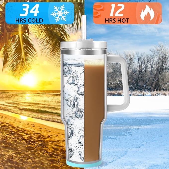 TaroKitc 40 oz Tumbler with Handle | Stainless Steel Insulated Travel Mug with - Image 3