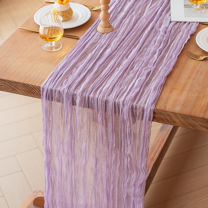 Lilac Cheesecloth Table Runner Wedding Baby Shower Home Boho Decor | 35x120 - Image 2