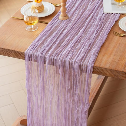 Lilac Cheesecloth Table Runner Wedding Baby Shower Home Boho Decor | 35x120 - Image 2