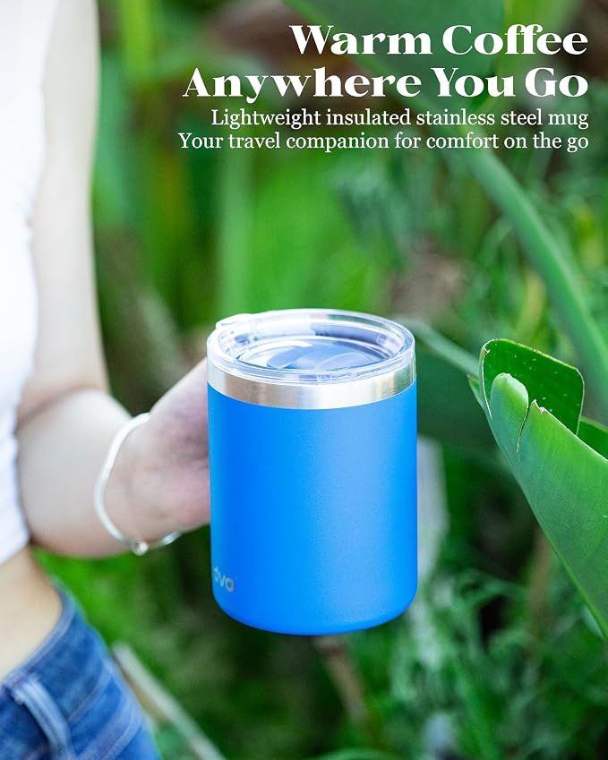 12oz Insulated Coffee Mug with Lid – Includes Two Lids, Stainless Steel Coffee - Image 9