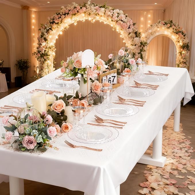 YOUBET 60PCS Rose Gold Plastic Plates - Image 9