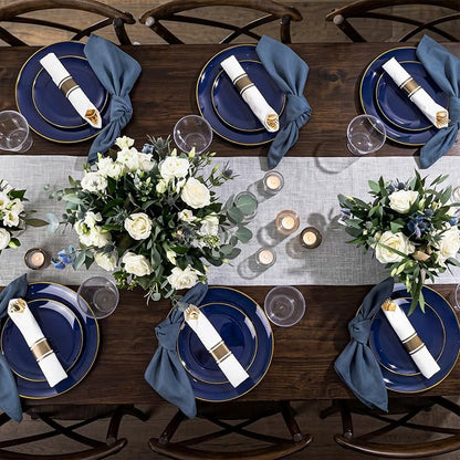 KIRE 175Pcs Blue Plastic Plates - Image 5