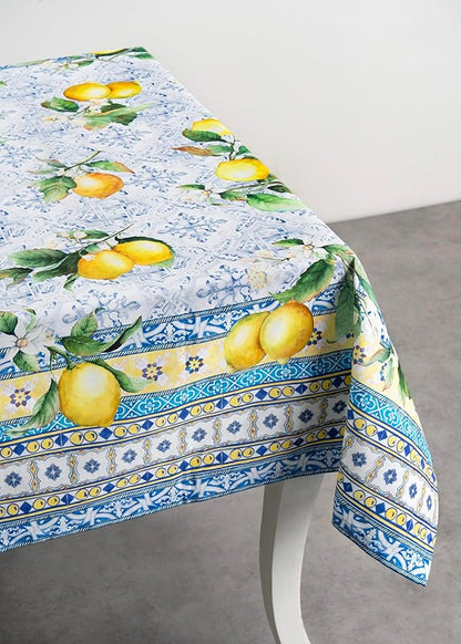 Maison d' Hermine Table Cloth Rectangle Table 100% Cotton 60 x 120 Inches Tablecloth Reusable Decorative for Dining Room Farmhouse Home Valentines Day Decorations Spring Summer - Citrus