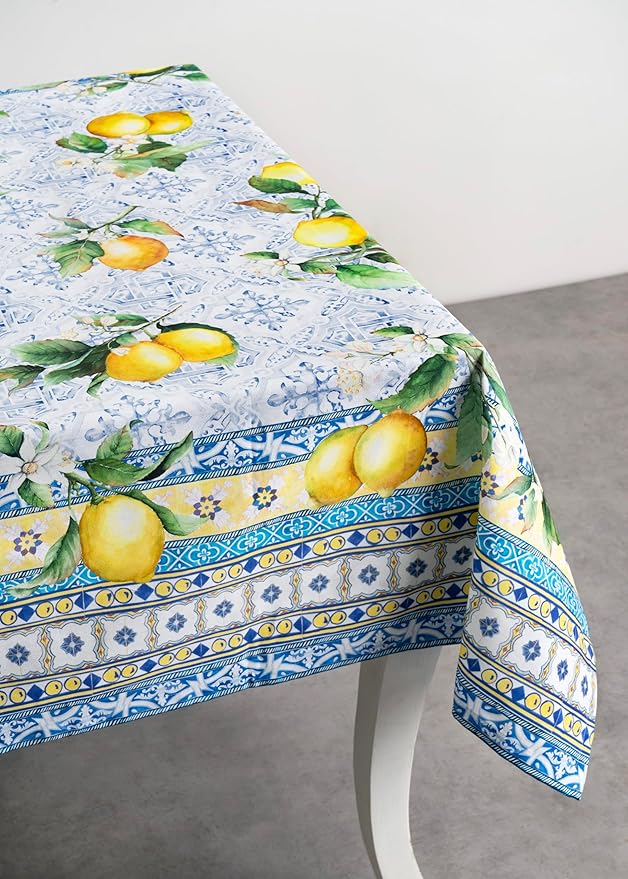 Maison d' Hermine Table Cloth Square Table 100% Cotton 54 x 54 Inches Tablecloth Reusable Decorative for Dining Room Farmhouse Home Valentines Day Decorations Spring Summer - Citrus