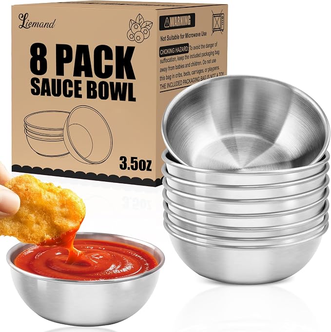LIEMAND Stainless Steel Small Dipping Bowls, Round Small Bowls, by LIEMAND