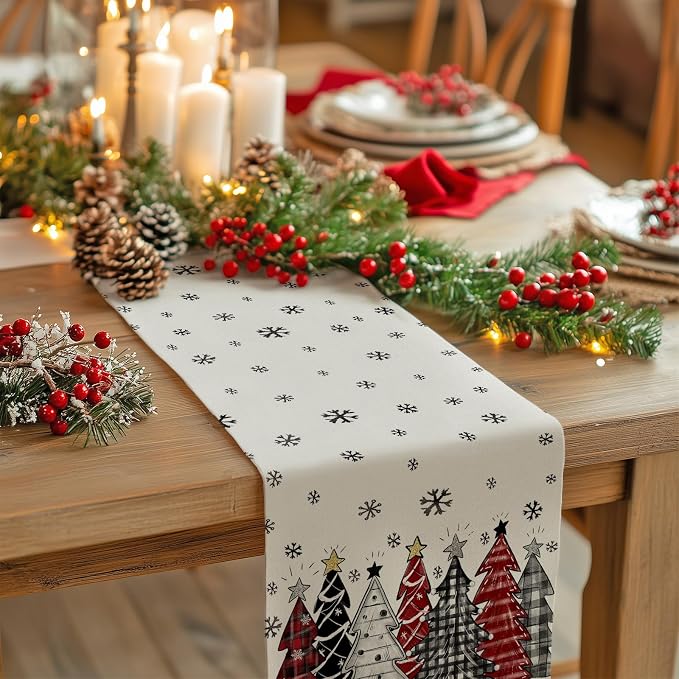 Christmas Table Runner 13x60 Inch, Xmas Tees Snowflakes Holiday Decorative - Image 6