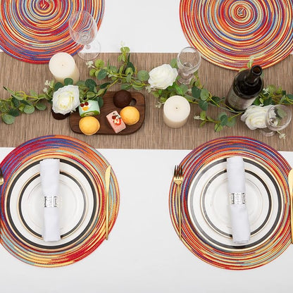 SHACOS Round Braided Placemats Set of 6 Table Mats Colorful Place Mats - Image 6