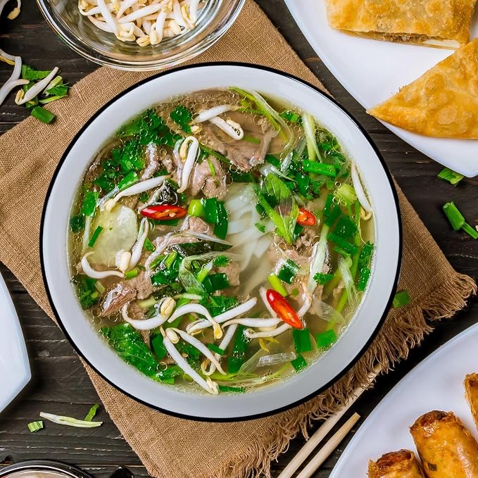 60 oz Large Pho Soup Bowls, Large Ramen Bowls, Rimmed Off-White Big Ceramic - Image 3