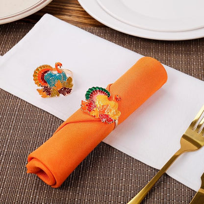 Thanksgiving Turkey Napkin Rings Set of 8, Fall Napkin Rings Metal Napkin - Image 2