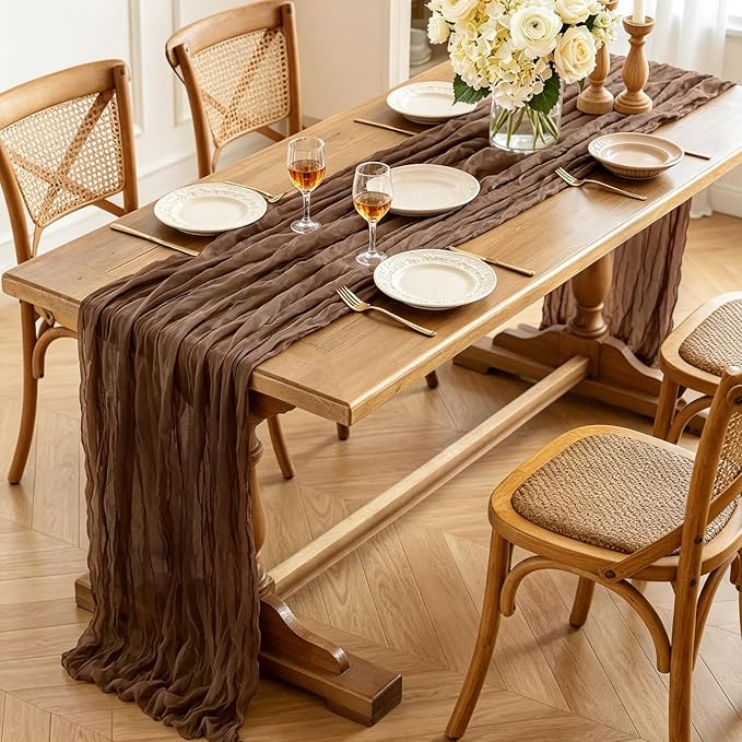 6Pcs Nude Cheesecloth Table Runner, 10FT Rustic Nude Gauze Table Runner - Image 3