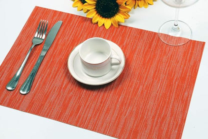 SHACOS Orange Placemats Set of 6 Woven Vinyl Place Mats - Image 7