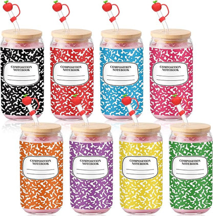 Sliner 8 Pcs Teacher Glass Cups Back to School Gifts Tumbler by Sliner