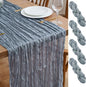 Asee'm 4pcs Dusty Blue Cheesecloth Table Runner Summer 10FT Gauze Rustic | Boho by Aseem