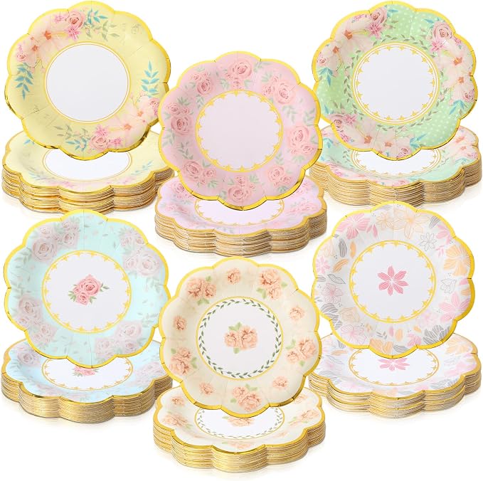 120 Pcs 9 Inch Floral Paper Plates by Maxcheck